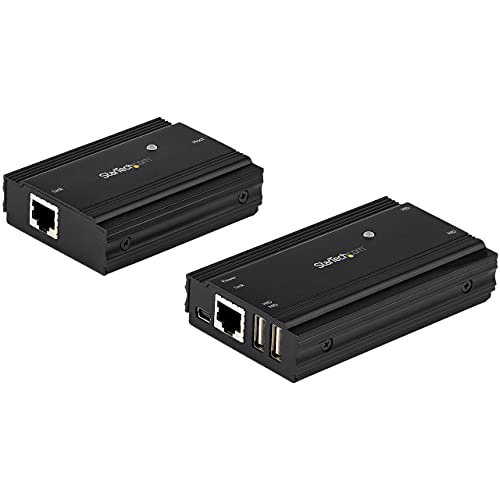 Image of StarTech 4-Port USB 2.0 Extender Hub, 330ft, Metal Housing, 480Mbps, TAA | Over Single CAT5e /CAT6 Ethernet Cable (RJ45), USB Extender Hub Adapter Kit, Externally Powered, USB2004EXT100
