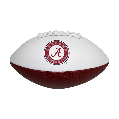 Logo Brands NCAA Alabama Crimson Tide Official Size Autograph Football -Smooth White Panel for Signatures Display or Collecting NCAA Fan Memorabilia
