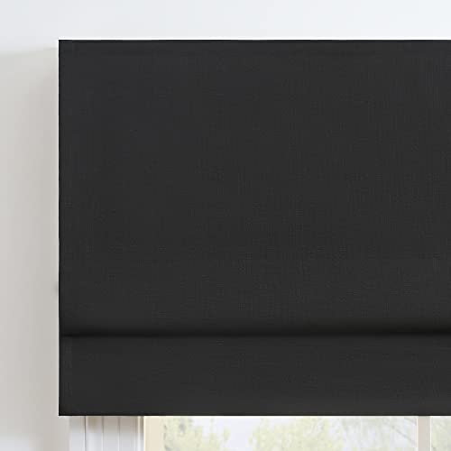 Eclipse Kylie Total Privacy Blackout Cordless Lined Window Roman Shade For Living Room, 33 In X 64 In, Black #TOP2