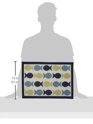 Petrageous 12089 Kool Fish Tapestry Dog And Cat Non-Skid Machine Washable Mat For Pet Feeding Areas With Rubber Backing 13-Inch By 19-Inch For Dogs And Cats, Grey #TOP5