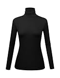 Kindcall Long Sleeve Shirts for Women Slim Fitted Black Sweater Mini Mock Turtleneck Baselayer for Womens (Black X-Small)