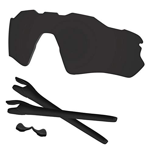 Predrox Dark Black Radar EV Path Lenses & Rubber Kits Replacement for Oakley Sunglass OO9208 Polarized
