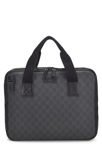 Pre-Loved Black GG Supreme Canvas Briefcase, Black