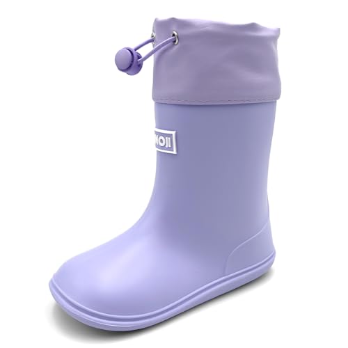 Amoji Kid Rain Boots Boy Mud Rubber Garden Waterproof Rain Shoes JT12 Lavender 7-8 Toddler