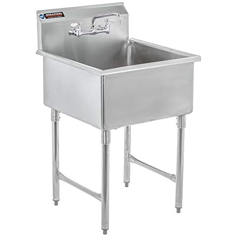 DuraSteel Stainless Steel Utility Sink - 24" x 24" Inner Single Bowl - Commercial Prep Sink with No Lead Faucet - CEC & NSF Certified - For Restaurant, Kitchen, Laundry, Garage Cover