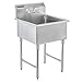 DuraSteel Stainless Steel Prep & Utility Sink - 1 Compartment Commercial Kitchen Sink - NSF Certified - 24" x 24" Inner Tub Size with 10" Swivel Spout Faucet (Kitchen, Laundry, Backyard, Garages)