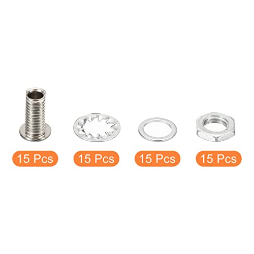 PATIKIL M8x15mm Round Head Hollow Screw Bolts, 4 in 1 / 60Pieces Through Hole Bolt Chandelier Fasteners with Hex Nut and Gasket - Image 3