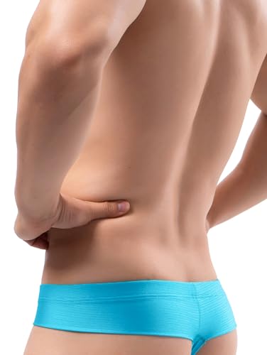 iKingsky Men's High Stretch Cheeky Thongs Silky Mini Cheek Underwear Sexy Low Rise Bulge Under Panties for Men4