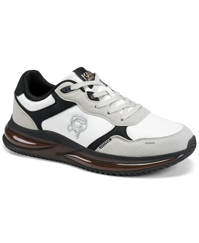 KARL LAGERFELD Paris Men's Nadir Mixed Media Sneaker, Tan, 13