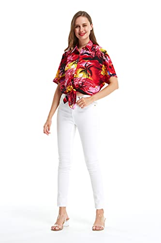 Image of Hawaii Hangover Family Matching Hawaiian Clothes, Sunset Red | Family matching Hawaiian outfits, Sunset Red, lightweight rayon, machine washable, tropical floral print, luaus, cruises