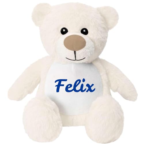 Elefantasie Kleines Stofftier PERSONALISIERT Teddybär mit Name Bedruckt Kuscheltier Plüschtier 25cm Bär beige