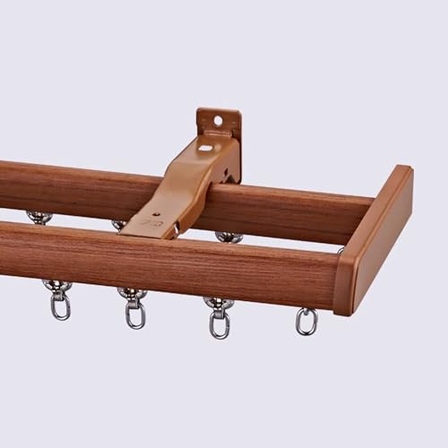 Curtain Track Wall Mount Double Curtain Track Imitation Wood Grain
