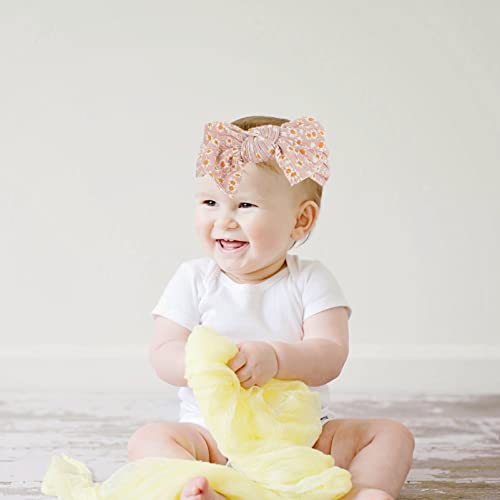 Faixa de cabelo de nylon com laço para crianças: faixa de cabelo elástica larga com estampa de marga