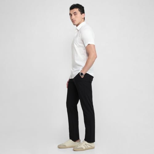 Image of Parx Men Slim Fit Solid Pattern Pure Cotton Button Down Collar Half Sleeve Casual Shirt