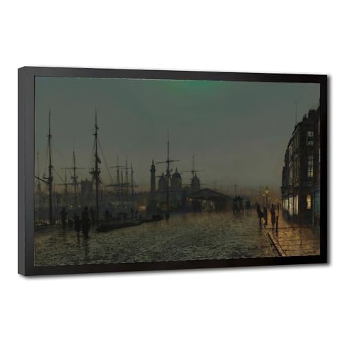 Reproduction sur toile de Hull Docks par John Atkinson Grimshaw pour bureau 61x91cm
