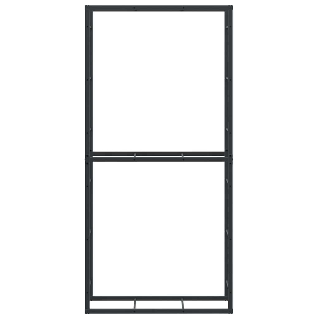 vidaXL Leñero de acero negro 100x40x60 cm