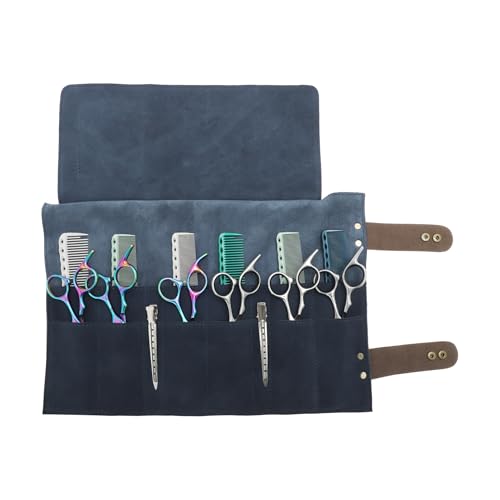 Sac à ciseaux de barbier enroulable bleu pliable contre les chocs