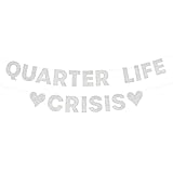 xo, Fetti Quarter Life Crisis Banner - Silver Glitter, 4 Ft. | Fun Birthday Party Decorations, 25th Birthday Decor, HBD, Gag Gift, Photobooth Backdrop, 30th Birthday