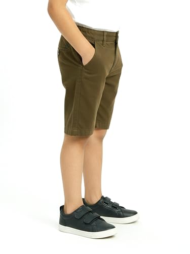 Image of KiddoPanti Boys Solid Cotton Woven Knee Length Formal Shorts