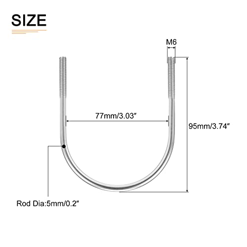 Image of DTGN 3 inchx3.74 inch(DXL) Round U-Bolts - 5Pack - Good for Construction Industry - 304 Stainless Steel Round Bend U Bolt - Silver
