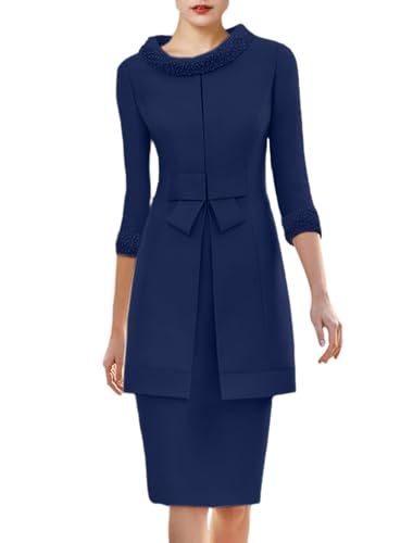 Two Piece Elegant Evening Dress Knee Length Mother of The Bride Dress Cap Sleeve Jewel Neck Sash/Ribbon Bow(s) 2024