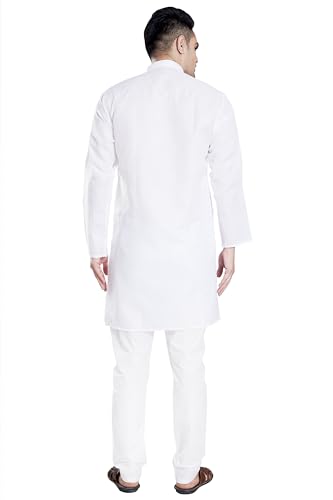 Image of DIVISIVE Men's Plain Cotton Blend Linen Slim Fit Kurta Pyjama Set