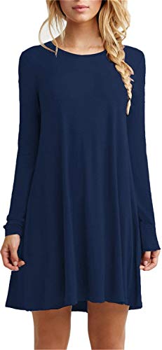Image of TOPONSKY Women's Casual Plain Simple Loose Flowy Short-Sleeve T-Shirt Dress