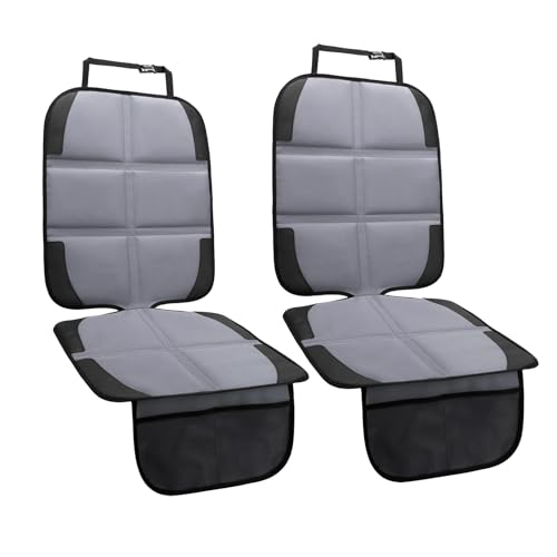 Image of Car Seat Protector 2 Pack Baby Car Seat Covers with Mesh Pockets & Non-Slip Backing 600D Durable Seat Protector Under Baby Car Seat (Gray, Standard)