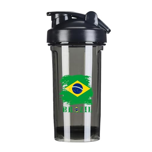 Vintage Brazil Brazilian Flag 18 Ounce Shaker Cup,Fashion Theme Pattern Shaker Bottle Leak-proof Workout Shake Bottles 500ML/18 oz Perfect for Pre Workout