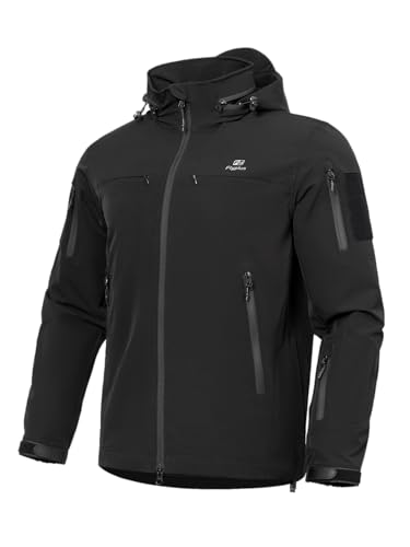 Men’s Tactical Jacket Lightweight Hooded Windbreaker Water Resistant Stretch Breathable 9 Pockets Outdoor Work Coat