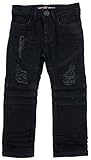 X RAY Boys Distressed Jeans (2T-16), Elastic Waist Biker Moto Distressed Ripped Denim Jeans for Boys & Colored Pants, Jet Black Moto 2T