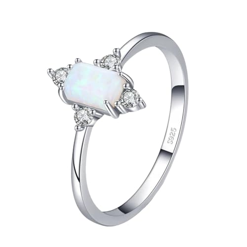 Bague couronne argent femme véritable avec pierre opale lumineuse