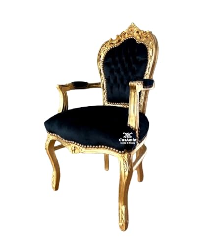 Sillón de estilo francés Louis Black Velvet