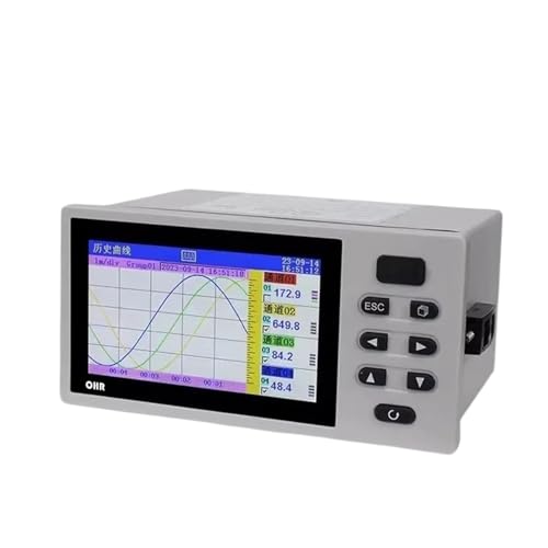 AMEHRU Registrador sin Papel con Pantalla a Color multicanal de tamaño pequeño for adquisición de Datos industriales(A 6 Channels 220V)