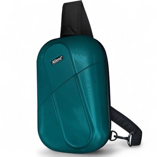 Image of Tukzer ABS Hard Shell Sling Bag Aliens Series 180Open Crossbody Side Shoulder Bag for Mens, Women, Office,Travel,Everyday Mini Backpack for iPad,Tablet,Smartphone,Charger,Headphone,HDD,Camera(01-TBL)