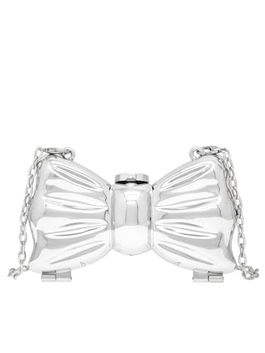 Women's Bow Acrylic Clutch Purses Mini Metallic Handbag Evening Wedding Party Crossbody Bag With Chain