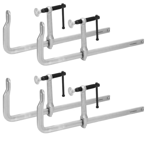 Image of 4 Pcs 15-5 /8 inch x 4-3 /4 inch Heavy Duty F Clamps for Welding Max Load Limit 1200lbs Forged Steel Deep Throat Bar Clamp for Woodworking Metalworking DIY Projects