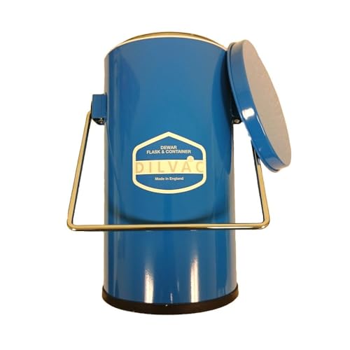 SCILOGEX MS222 Blue Metal Dewar Flask – 2L Capacity – Double-Walled Borosilicate Glass with Vent Handle and Lid – Rust and Corrosion Resistant – for Liquid Nitrogen and Dry Ice