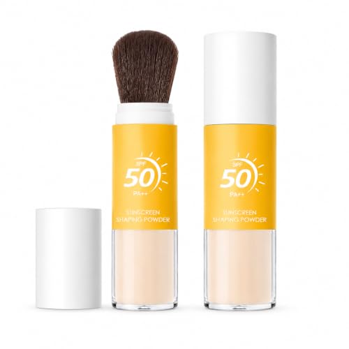 Image of 2Pcs SPF 50 Powder Sunscreen with Brush, Mineral Sunscreen Setting Powder