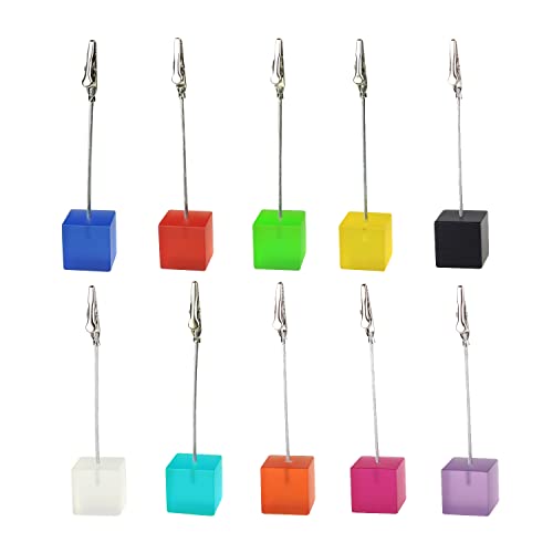 10 Pcs Cube Base Picture Holders With Clip, Cute Polaroid Desktop Photo Paper Clip Stand For Paper Name Place Card Postcard Memo Menu Note Picture Christmas Wedding Number Card Display #TOP3