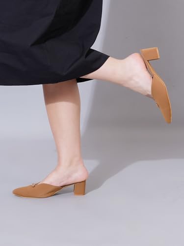 Image of Shoetopia Women's Pointed Toe Mules with Low Block Heel | Stylish Slip-On Heels for Casual & Party Footwear