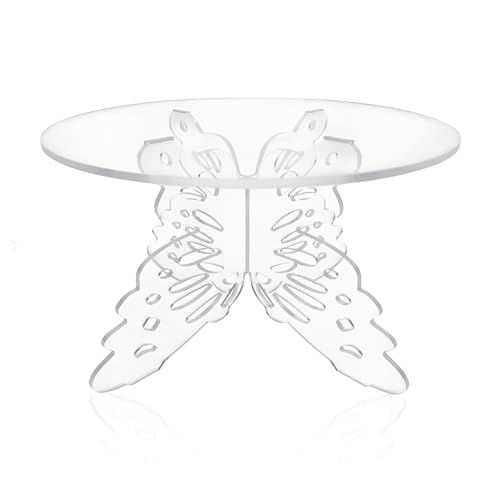 Aruatu 30 cm Clear Butterfly Cake Stand Acrylic Butterfly Cake Stand Decorations with Engraved Butterflies Cake Stands for Birthday & Wedding Party (Acrylic)