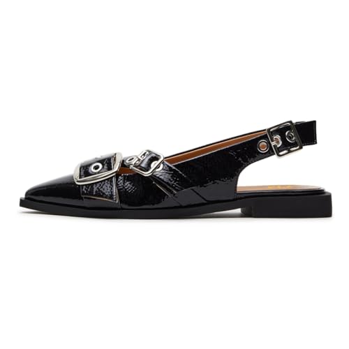 FYS Women's Closed Pointed Toe Slingback Flats Adjustable Buckle Strap Pumps Party Dressy Dating Fashion Shoes Size 4-16 US2