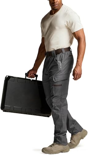 Image of CQR Men's Quick Dry Work Pants, Water Resistant Outdoor Tactical Pants, Lightweight Stretch Cargo Hiking Pants
