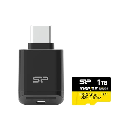 Silicon Power 1TB Inspire UHS-1 (U3) A2 TLC Micro SDXC Memory Card with USB Reader SP001TBSTXLA2VC2...