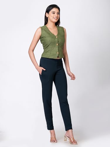 Image of Ruby Cotton Lyrcra Blend Copper Collection Straight Pants | Perfect Blend of Style and Comfort | Professional and Casual Wear #1
