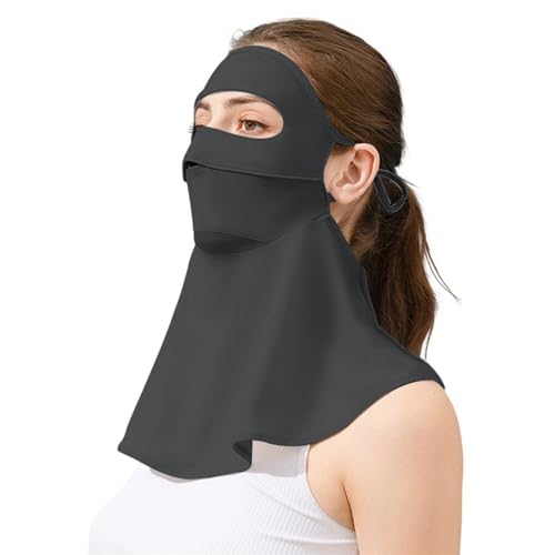 Lifup Women Sun Protection Mask Neck Gaiter UPF 50+ UV Fishing Mask Black Cover Forehead One Size