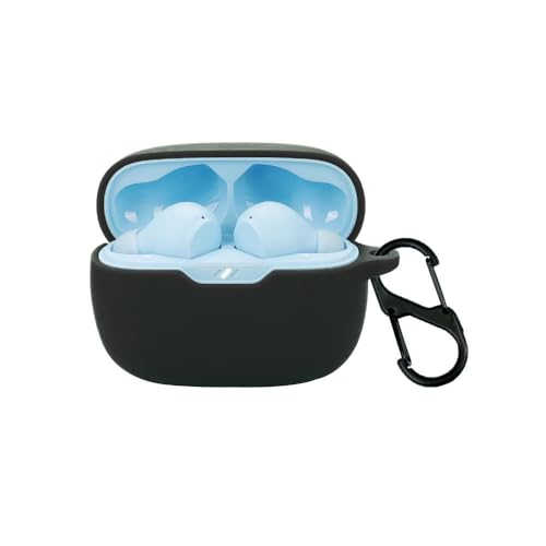 Image of WELCROS Silicone Cover Case with Carbiner Compatible with JBL Wave Beam 2 (2024) Earbuds (Black, Lanyard + Keychain)