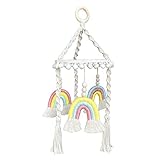 Carillón de viento móvil para bebé con bola de fieltro boho arco iris macramé habitación de bebé de madera de ganchillo móvil bebé recién nacido niño niña campana colgante para colgar cuna cuna cuna
