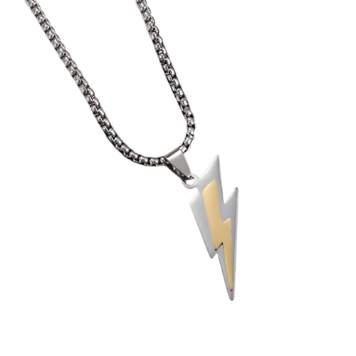 Collier pendentif double couleur éclair : cadeaux bijoux garçons style cadenas de mode